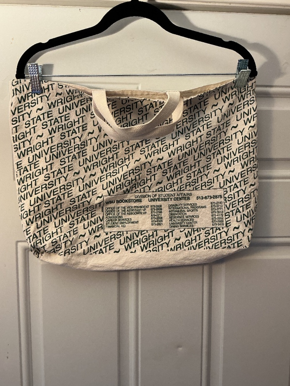 WSU Wright State University Canvas Tote Purse Book Bag Carry All